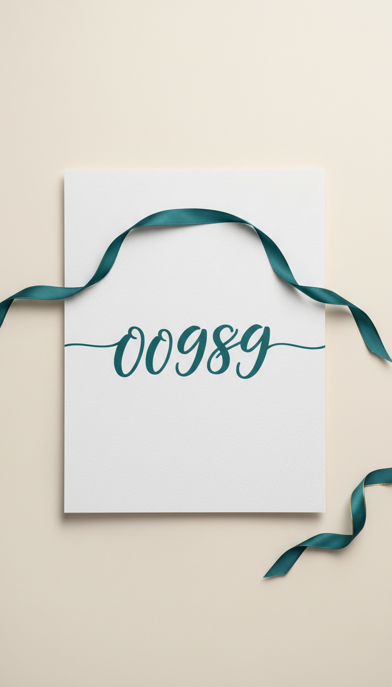 Unframed Teal Script Art Print with Ribbon