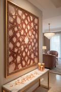 Rose and oud fragrance painting — rose gold arabesque wall art no text