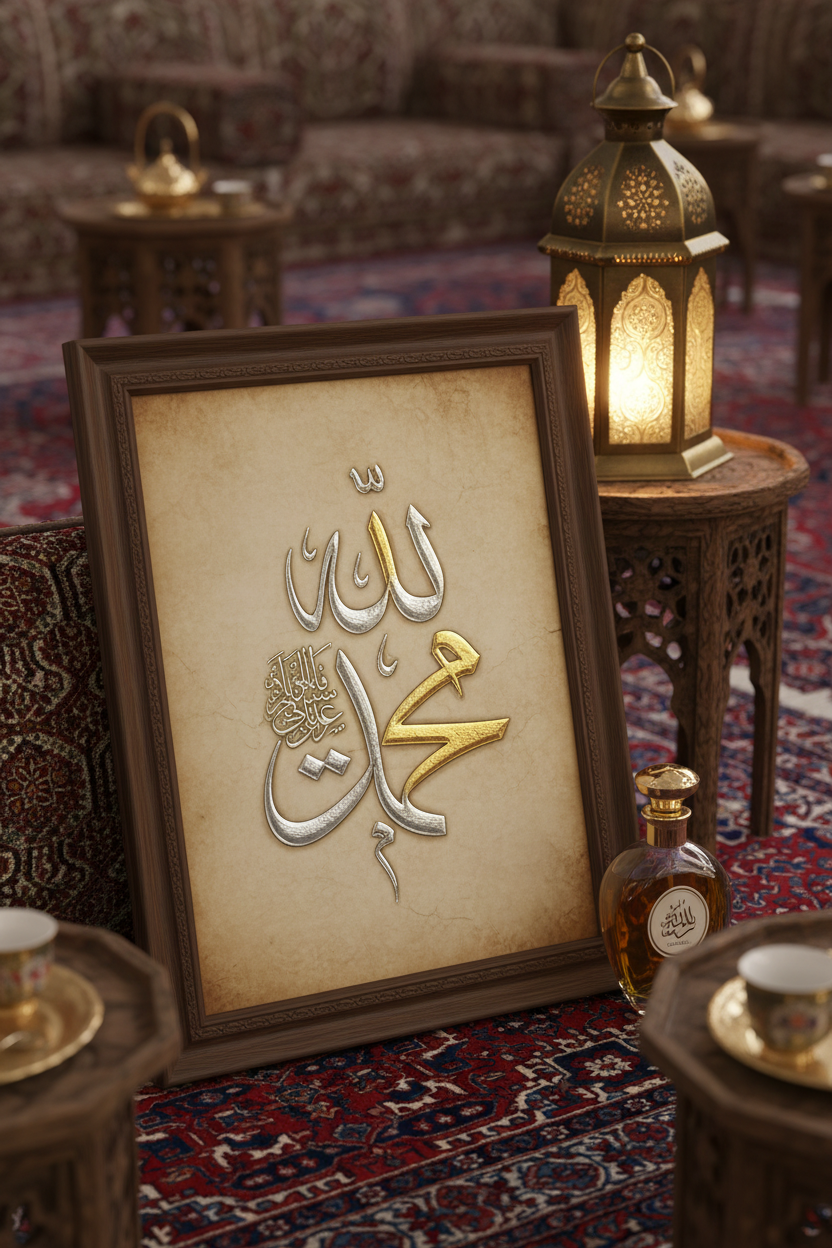 Al-Qasimi tribal calligraphy with oud gift set UAE