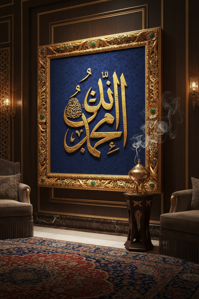 Al-Nahyan tribal calligraphy with oud gift set UAE