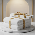 Premium Ihram set for Hajj and Umrah — white seamless cotton luxury packaging