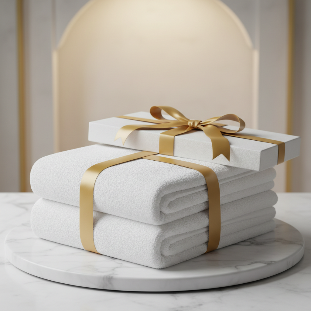 Premium Ihram set for Hajj and Umrah — white seamless cotton luxury packaging